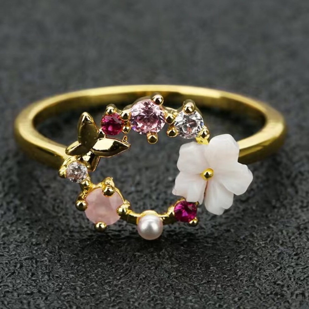 Gold Plated Floral Ring